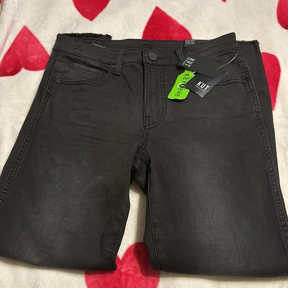 NWT Kut From The Kloth High Rise Fab Ab Ankle Skinny Raw Hem (Washed Black) - Picture 15 of 16